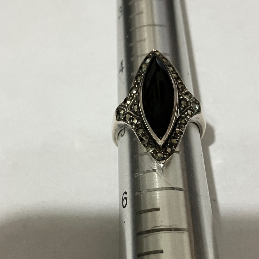 Sophisticated Silver Unlimited Sterling Silver and Onyx and Marcasite Rings